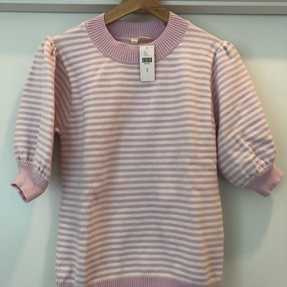 Anthropologie Moth Puff Sleeve Striped Sweater